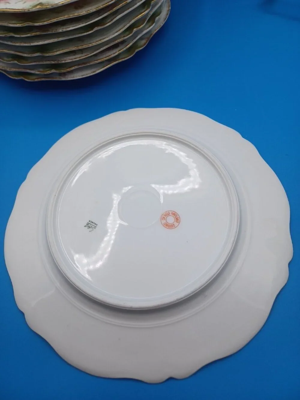 9 Belle Epoch Antique GDA Haviland Limoges Rose Scalloped Luncheon Salad Plates